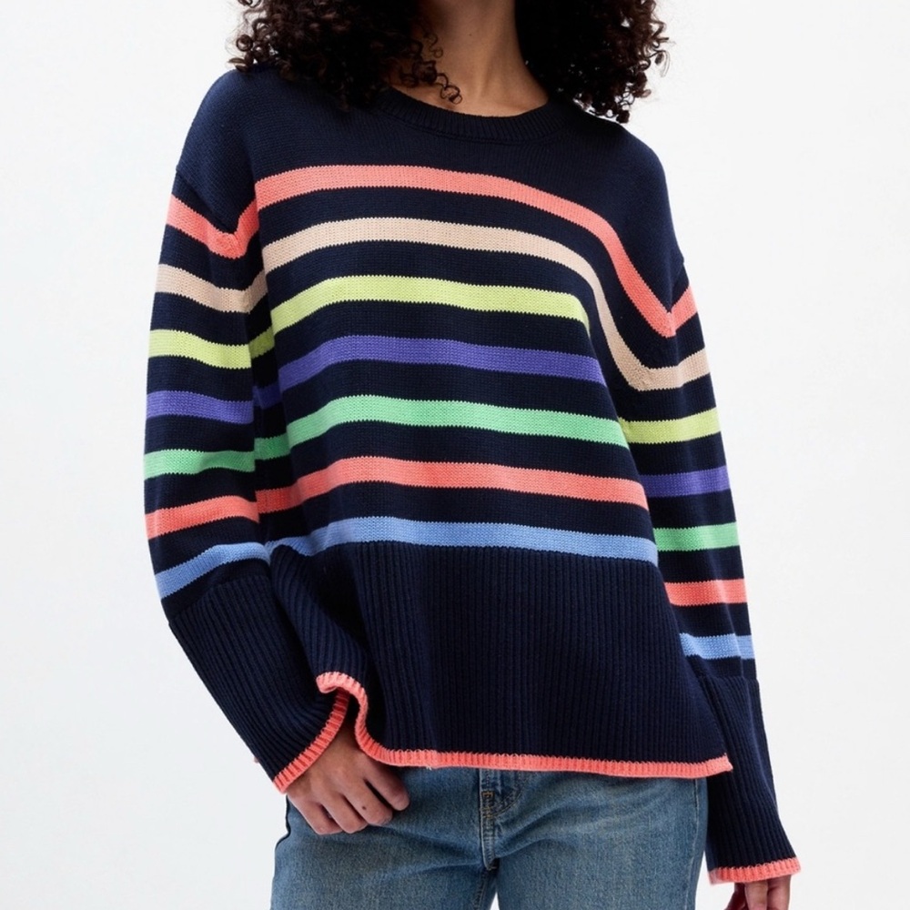 GAP Colorful Split Hem Crewneck Sweater